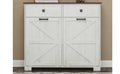 White Double Tilt Out Trash Recycling Cabinet with 2 Drawer V801636