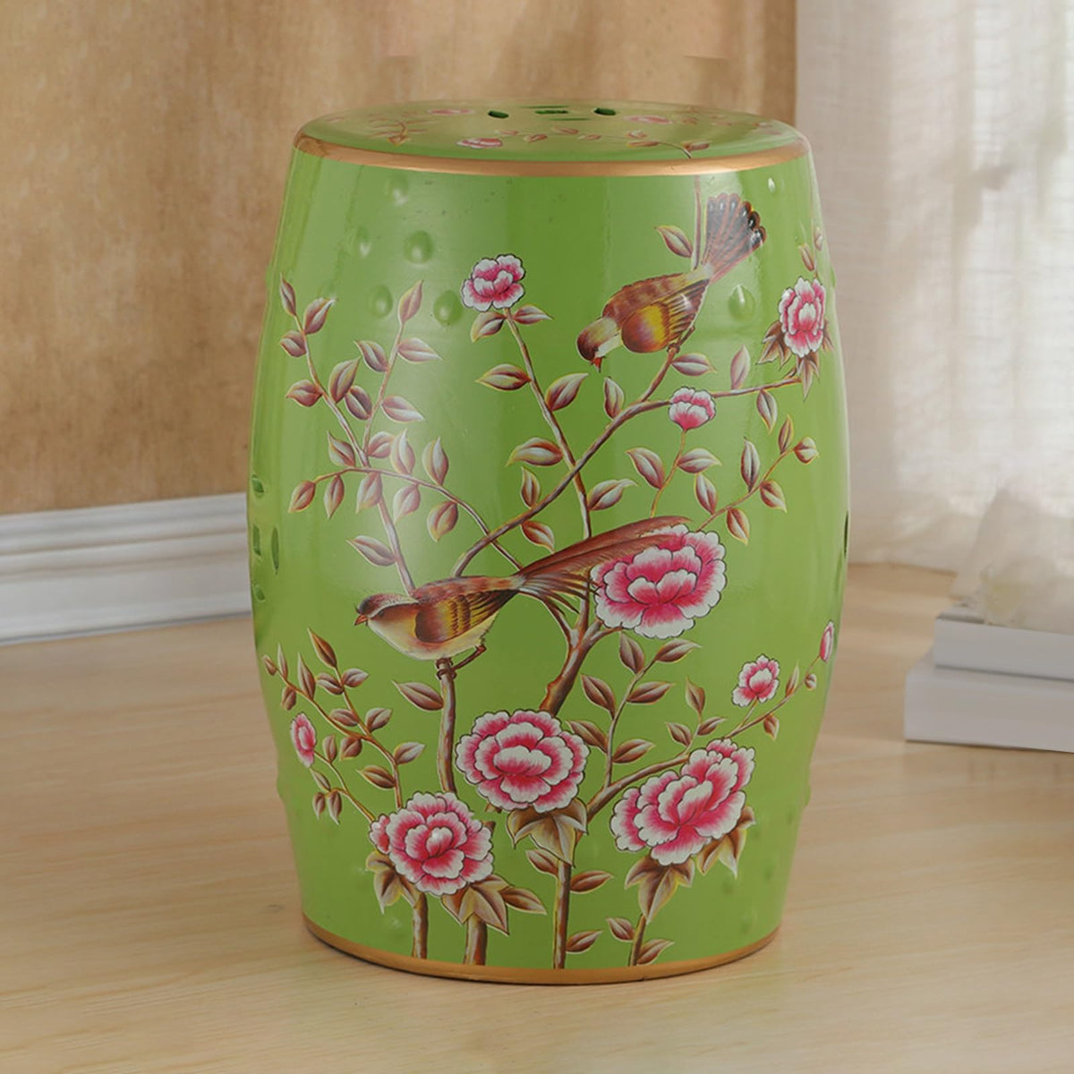 Hand-Painted Ceramic Drum Stool T2787
