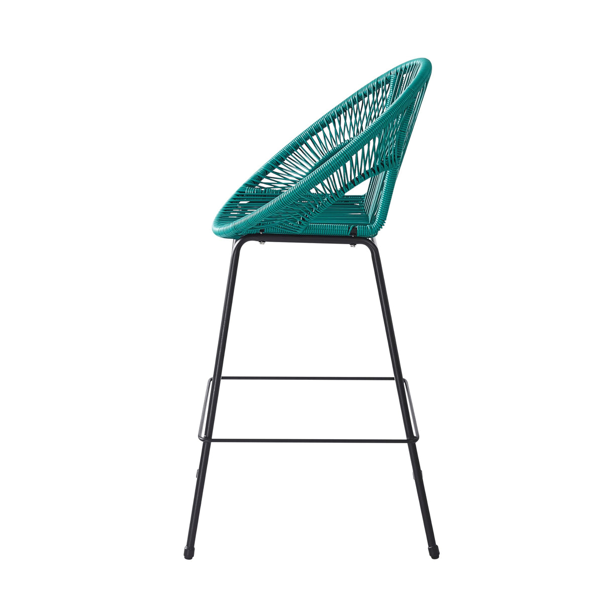 Teal Faux Wicker Outdoor Bar Stool Set of 2 S976