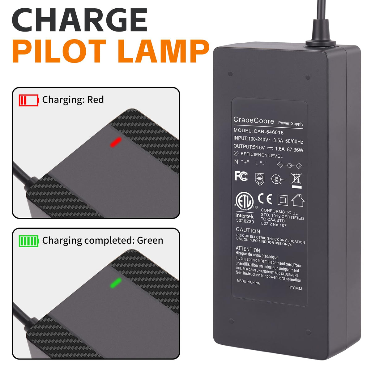 54.6V 1.6A Electric Scooter Charger for 48V Lithium Battery H681004