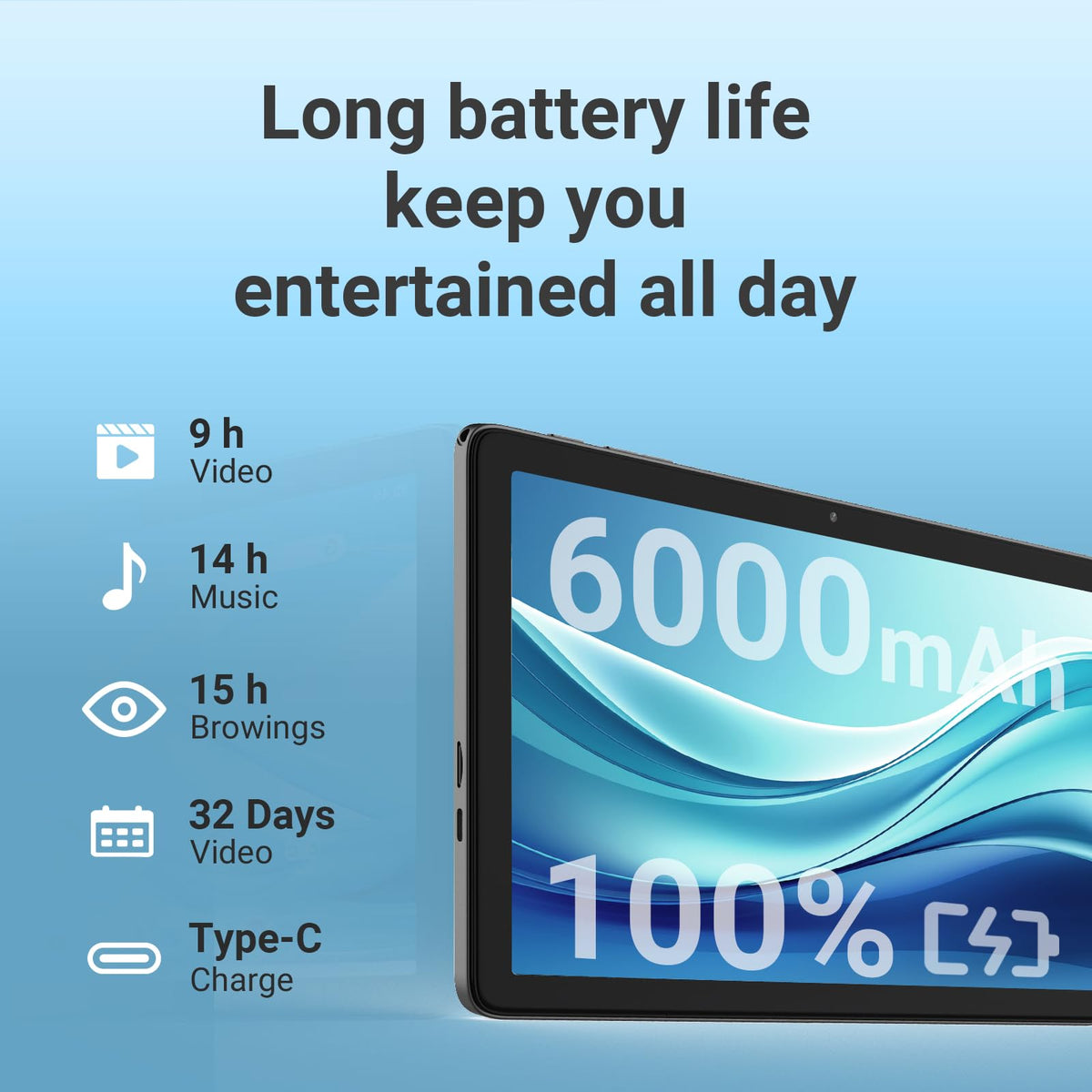 10.1" Android Tablet with Octa-core Processor 10GB RAM 64 GB ROM Q373571