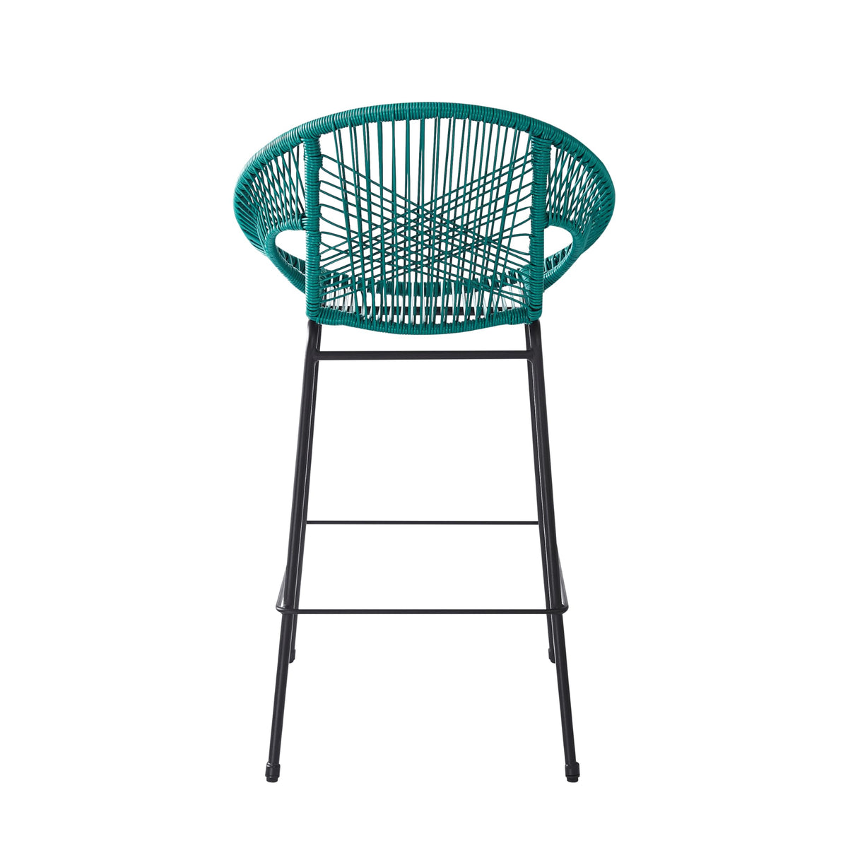 Teal Faux Wicker Outdoor Bar Stool Set of 2 S976