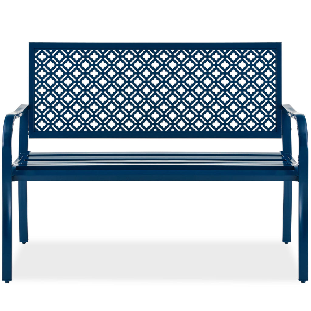 Peacock Blue 2-Person Metal Steel Outdoor Bench D54530