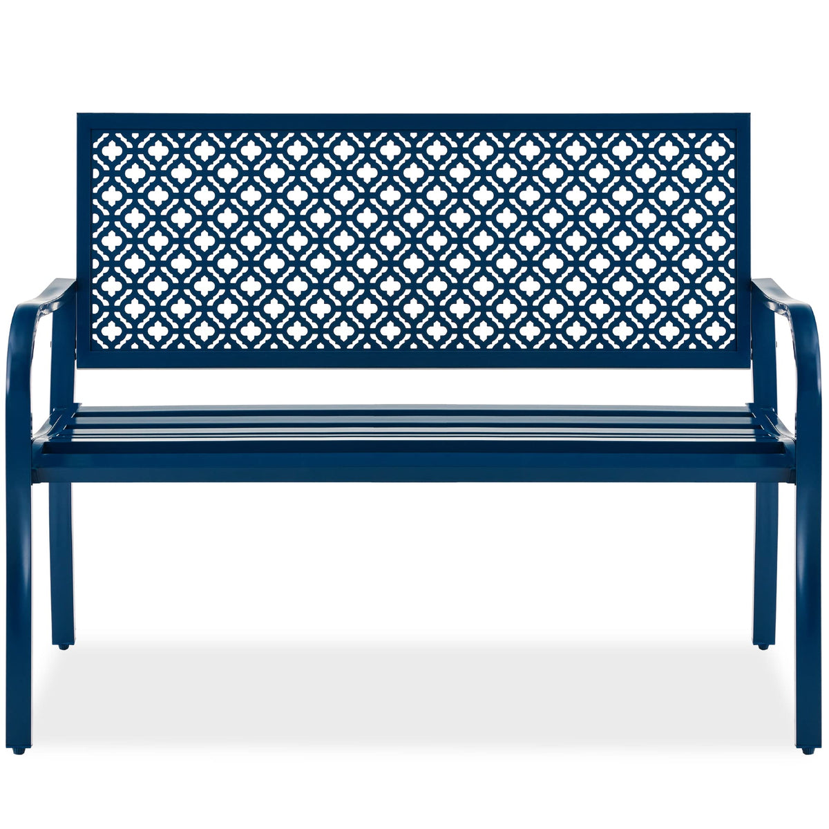 Peacock Blue 2-Person Metal Steel Outdoor Bench D54530