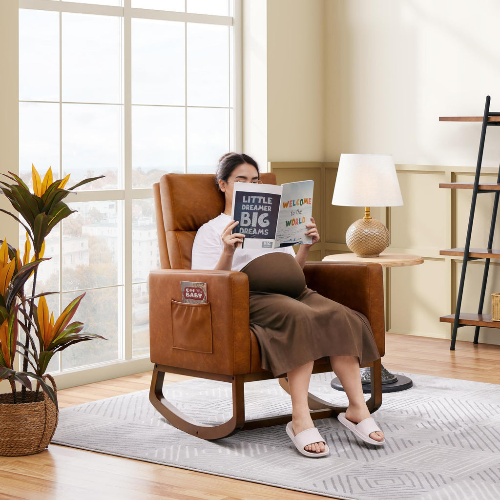 Brown Leather Glider Chair O632