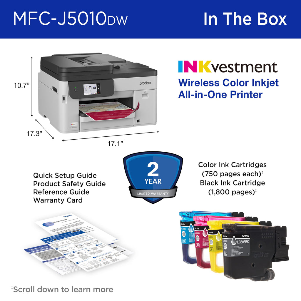 Wireless Color Inkjet All-in-One Printer with 2-Sided Copy & Scan V89120