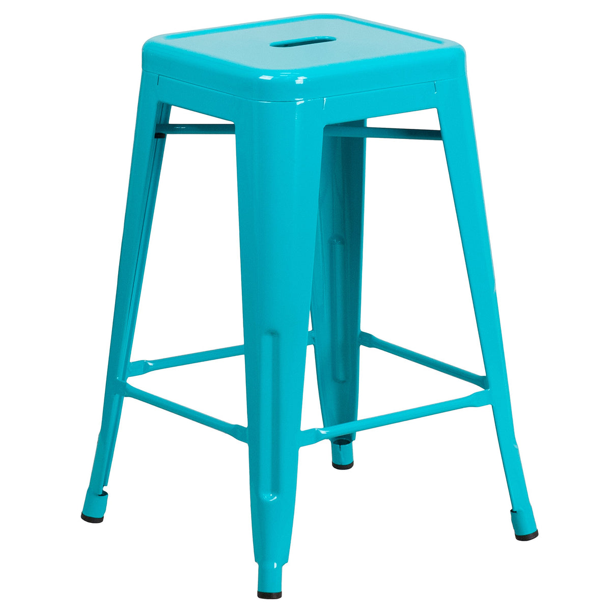 24" Teal Metal Backless Counter Height Stool X20485