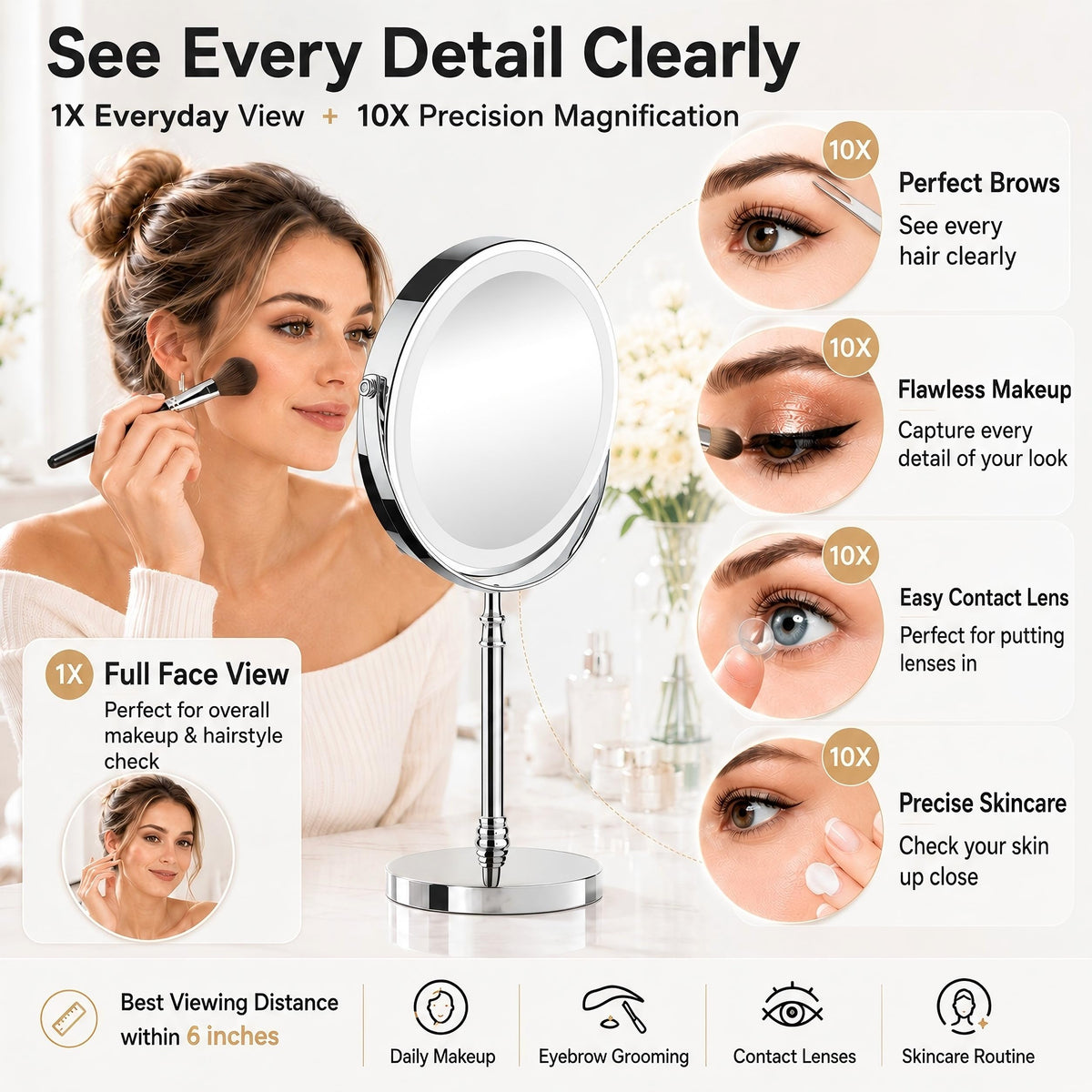 Makeup Mirror with 3 Lights D1580
