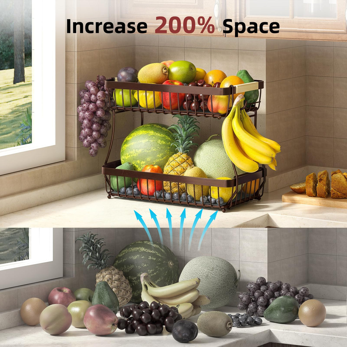 3-Tier Detachable Metal Fruit Basket R8909