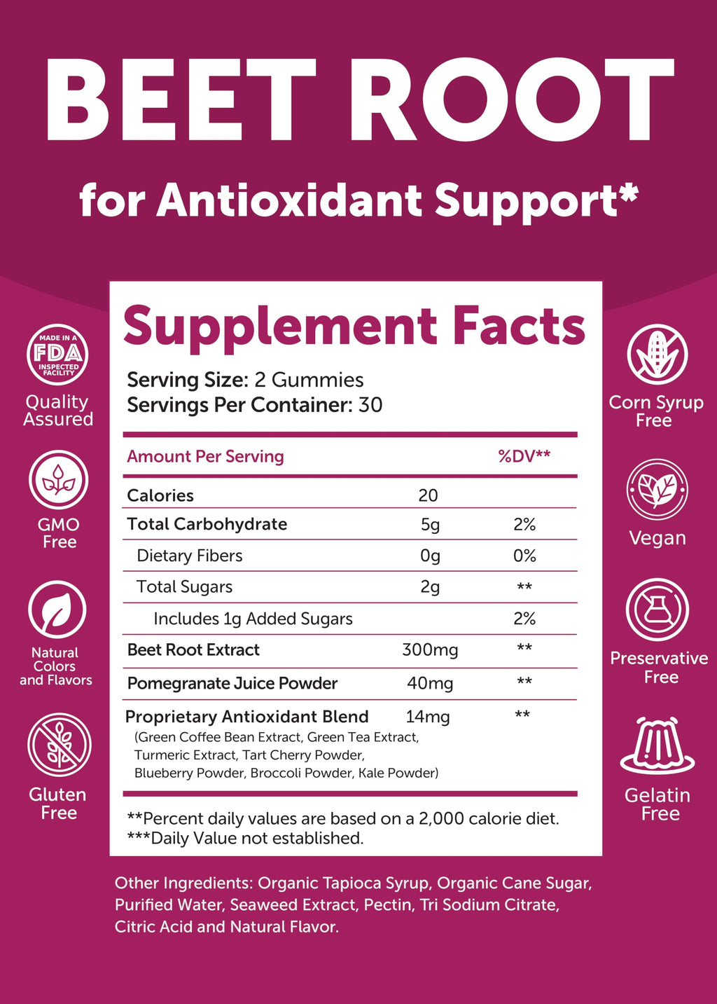 Beet Root Gummies 60ct O2233