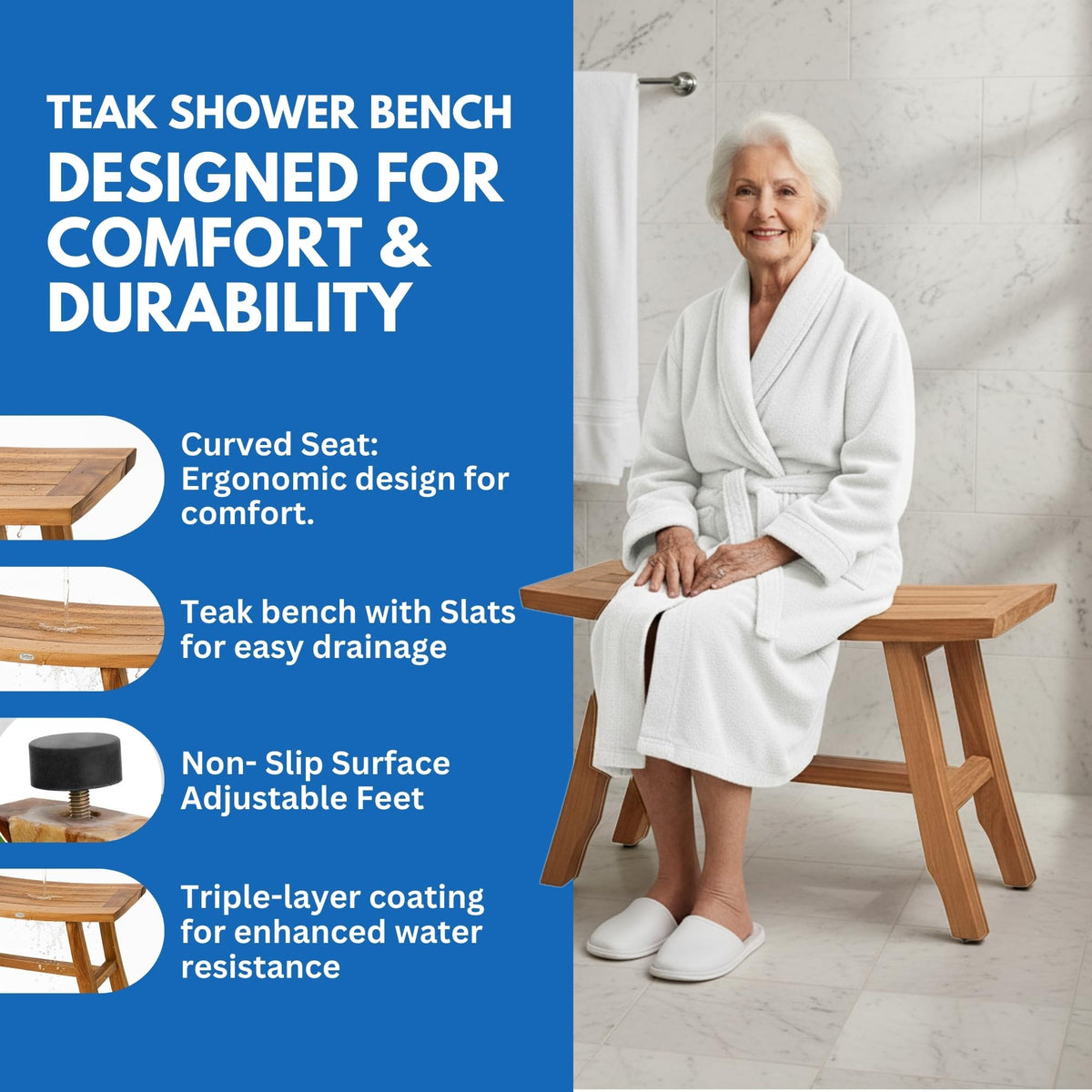 28-Inch Teak Shower Bench P5379