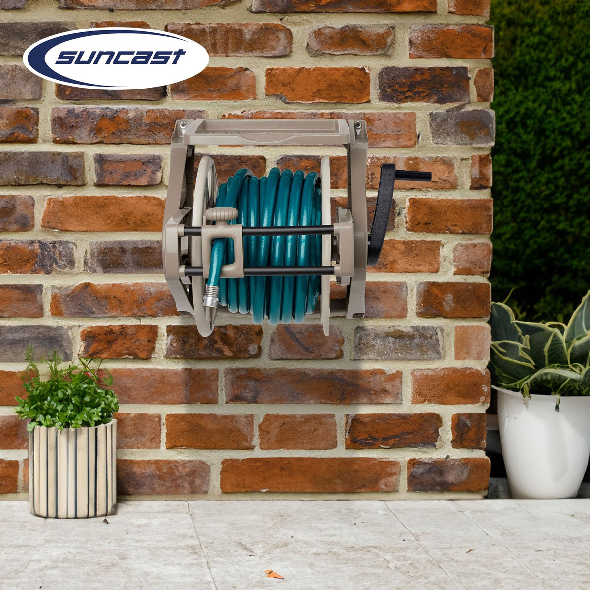 Wall-Mount Hose Reel with Storage Tray F149699