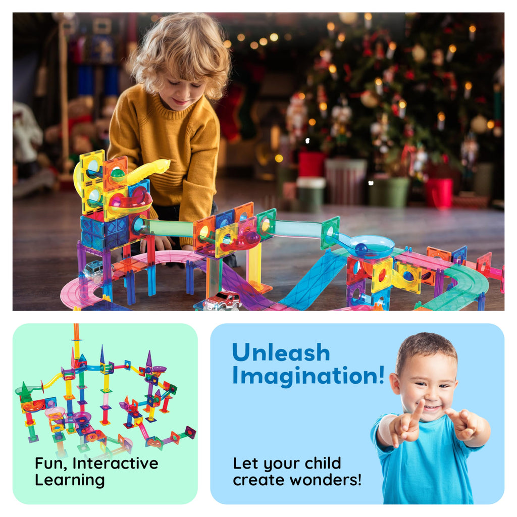 108 Piece Marble Run Race Track Set with LED Cars M58485
