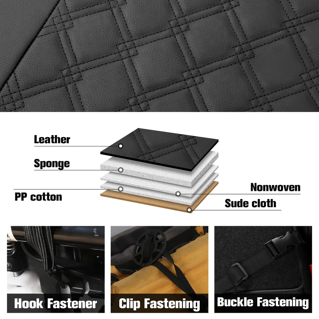 PU Leather Car Seat Covers Full Set Waterproof Split Bench Black Red M739