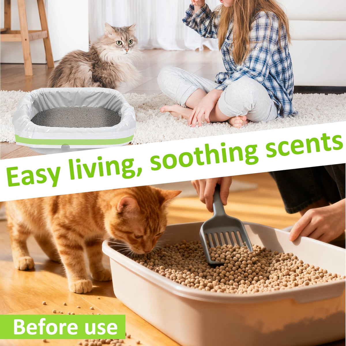 84PCS Sifting Cat Litter Box Liners with Holes, 31 x 18 Inch Q3823