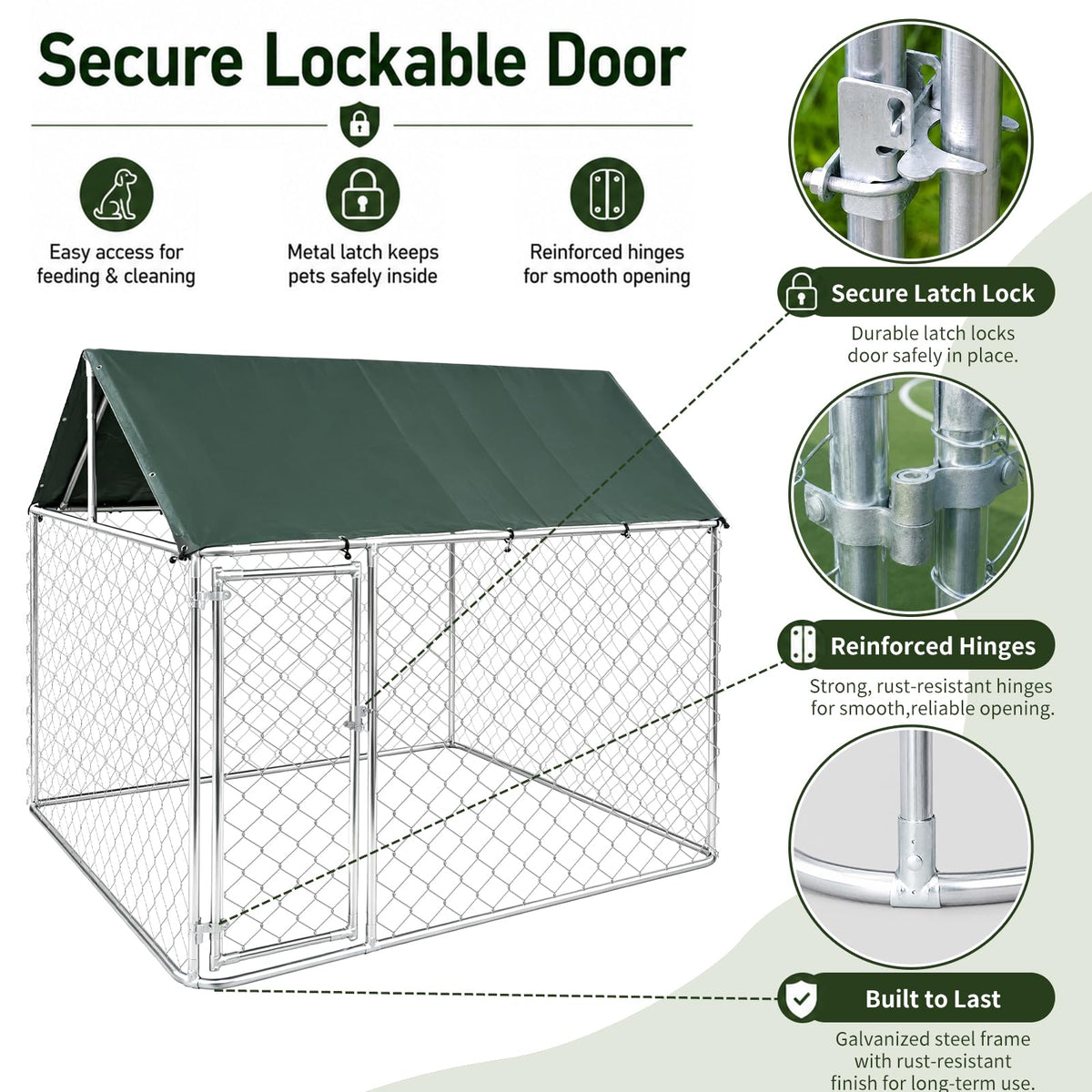 Heavy Duty Outdoor Dog Kennel Galvanized Steel Enclosure P1748
