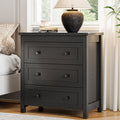 27.6" Wide Black 3 Drawer Wood Nightstand F30675