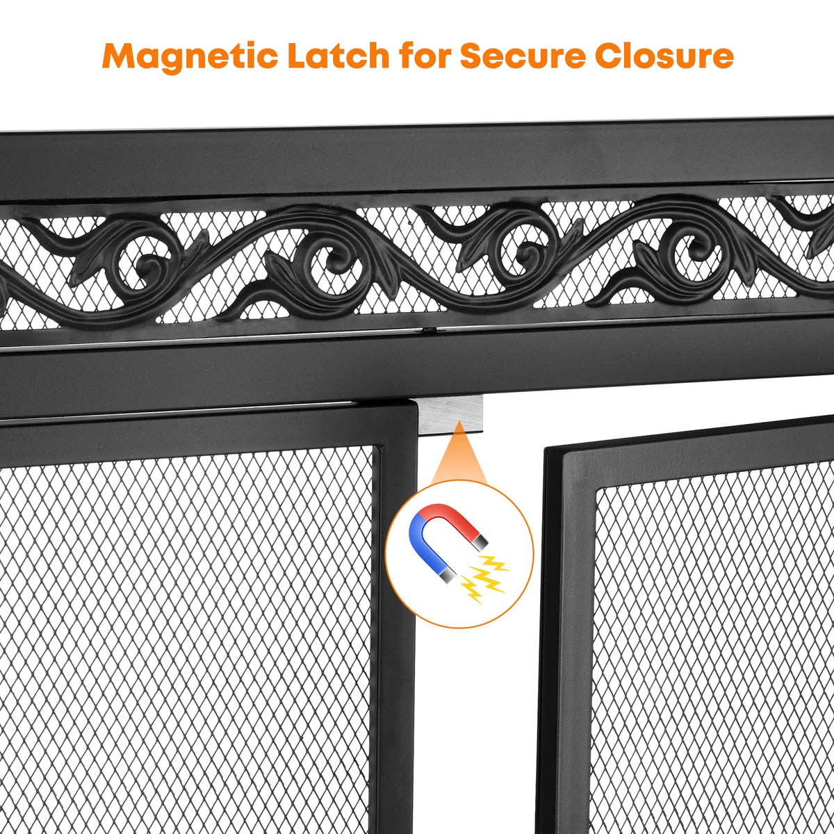 Fireplace Screen with Magnetic Doors and Guard Grate, 44" x 34" N345821