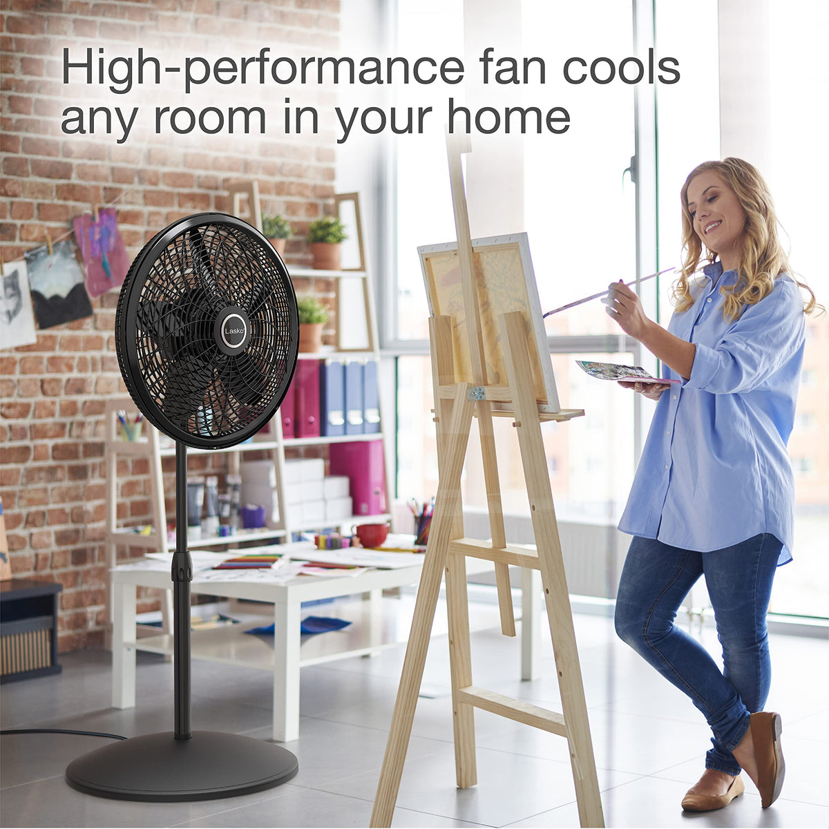 White 16 Inch and Black 18 Inch Oscillating Pedestal Stand Fans E289765