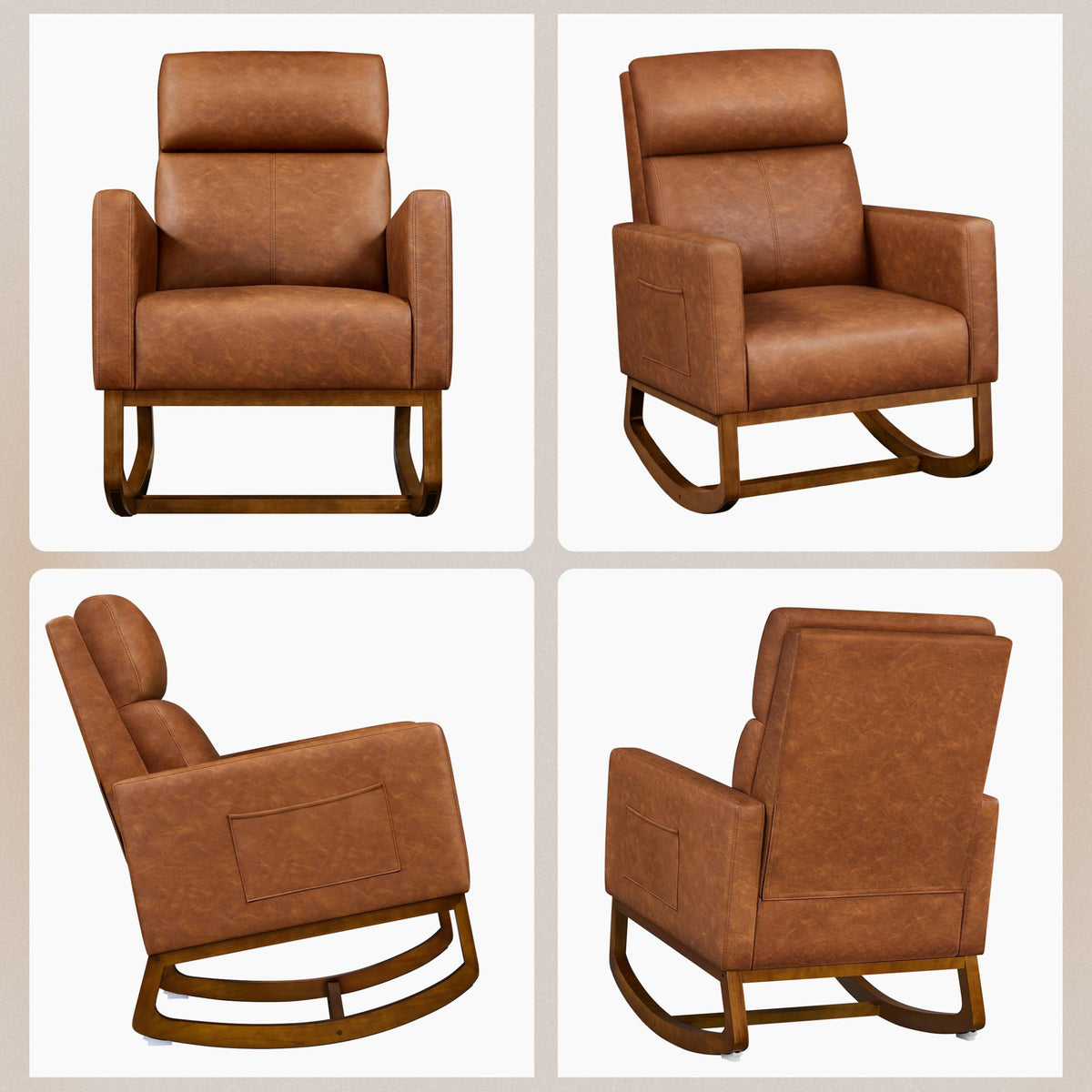 Brown Leather Glider Chair O632