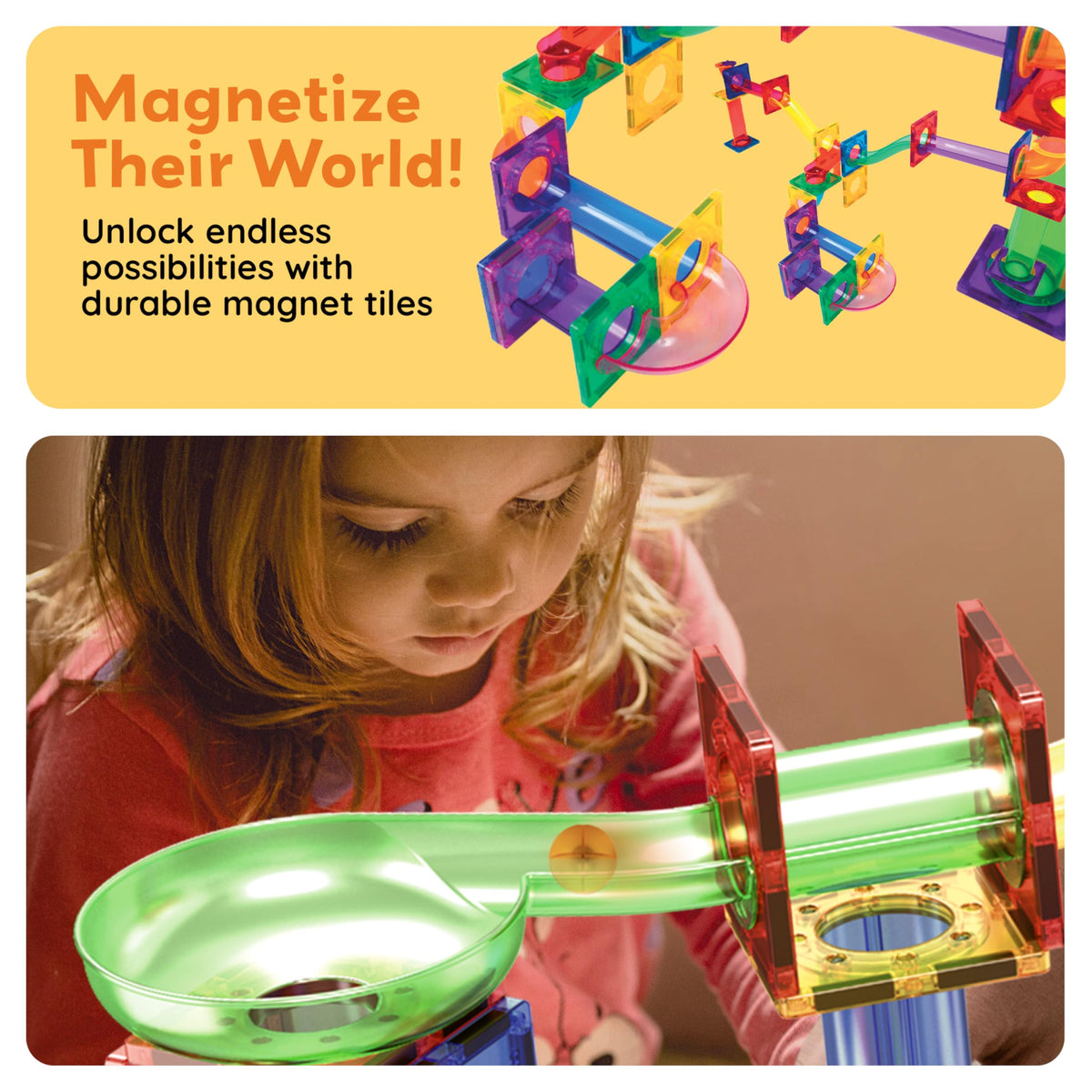 108 Piece Marble Run Race Track Set with LED Cars M58485