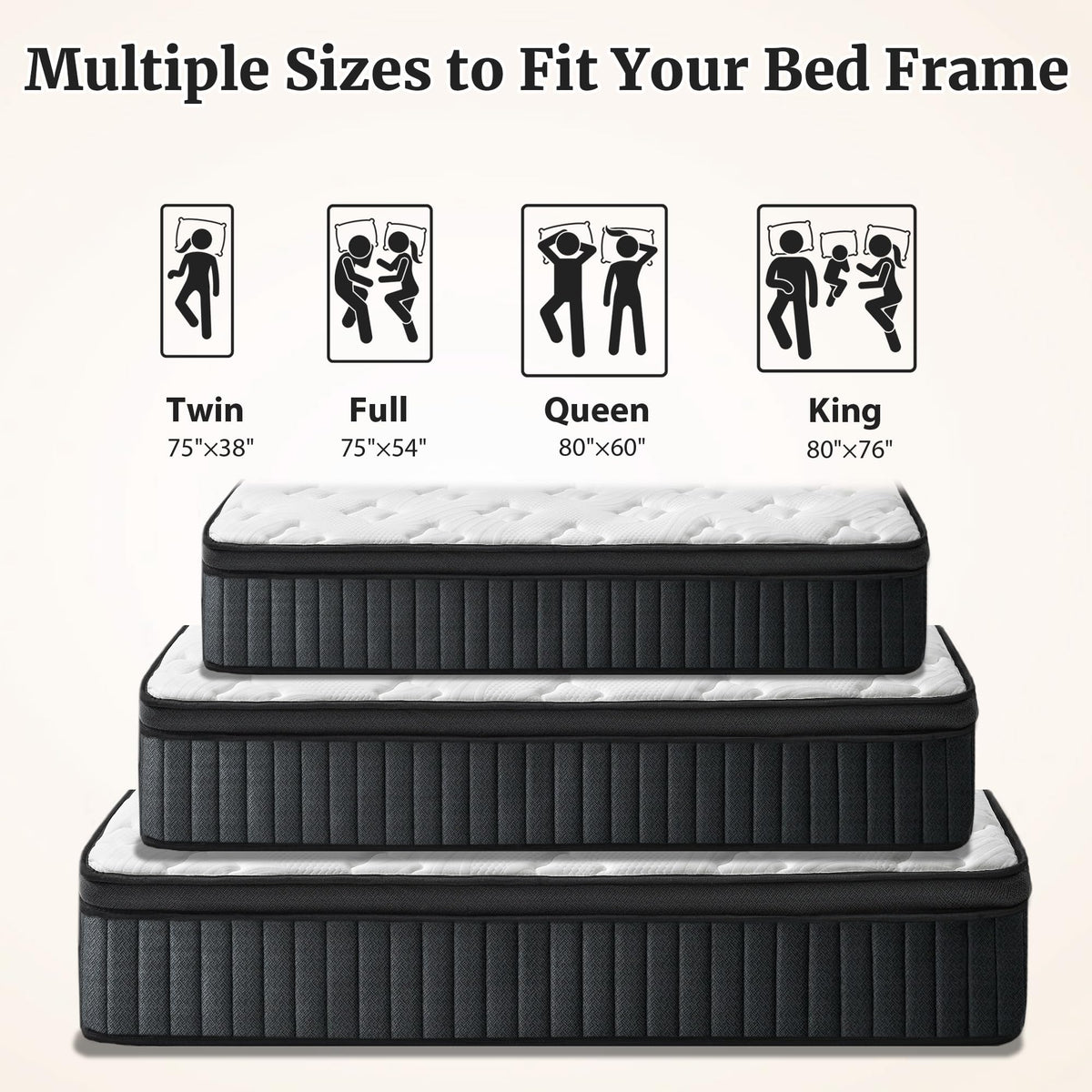 Full Size 12 Inch Firm Hybrid Memory Foam Mattress in a Box T4259