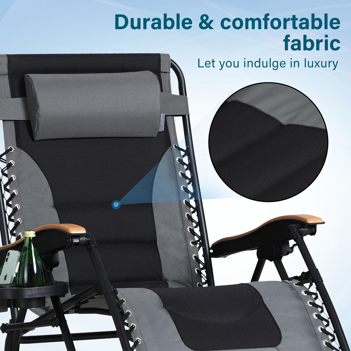 Grey Set of 2 Padded Zero Gravity Chair J30429