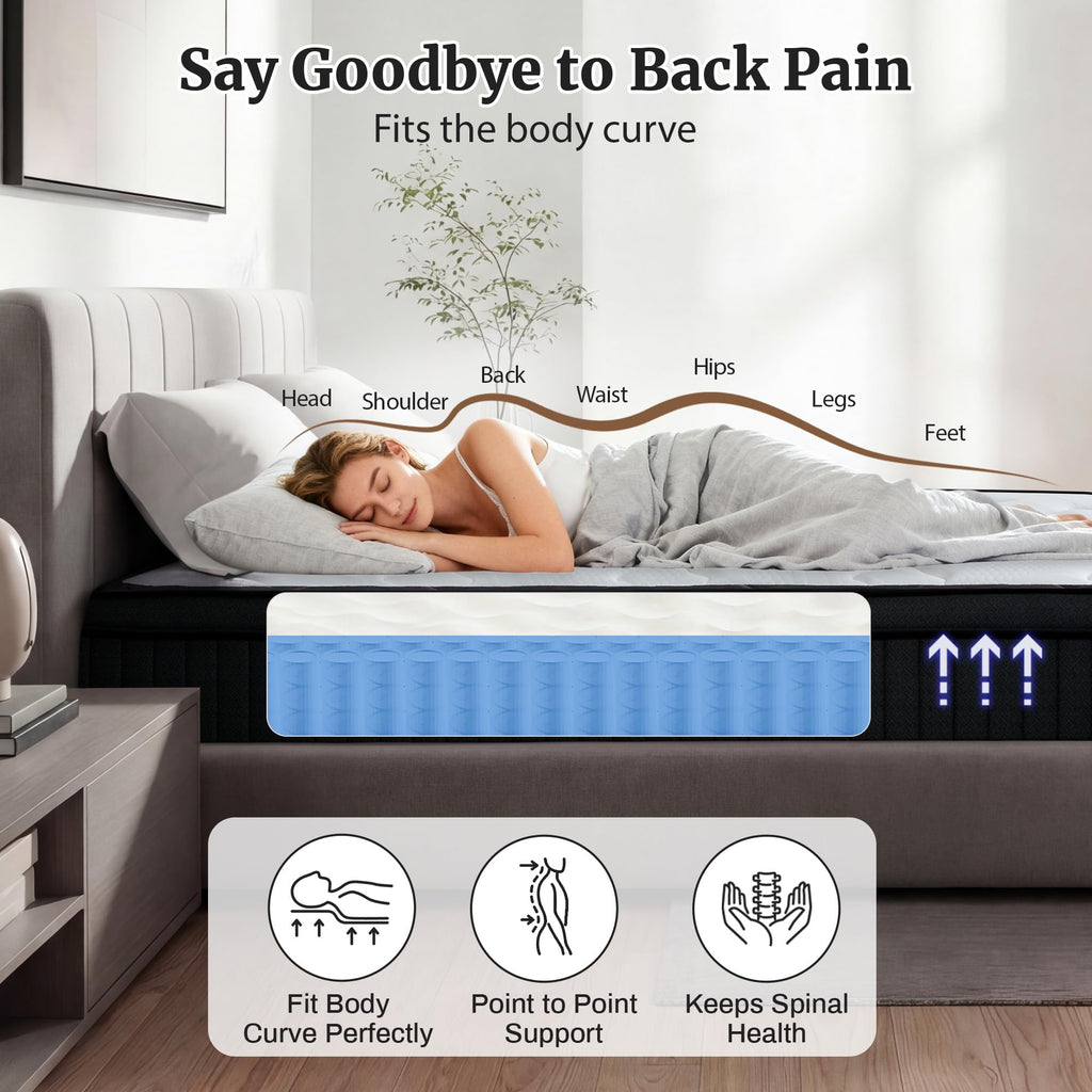 Full Size 12 Inch Firm Hybrid Memory Foam Mattress in a Box T4259