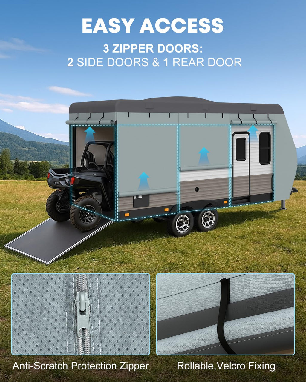 22-24 ft Travel Trailer Cover with 8 Vents P600464