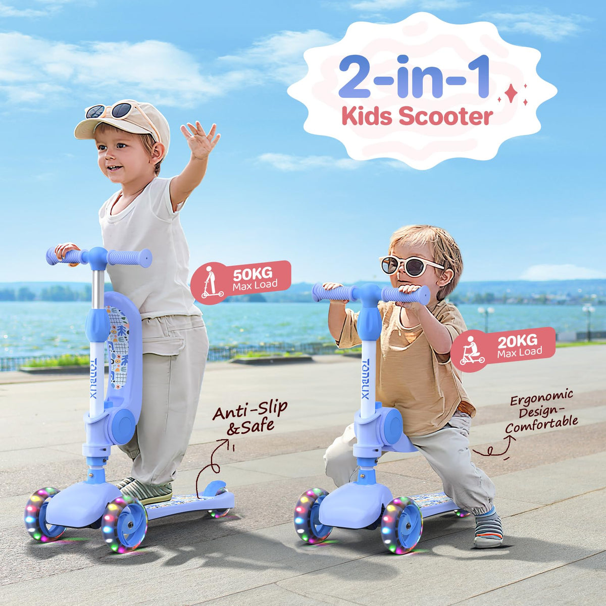 Kids 3 Wheels Scooter with Seat P458373