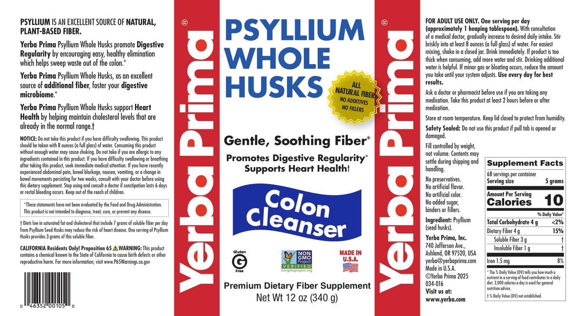 12 Ounce Psyllium Husk Fiber Supplement Y7069