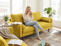 70 Inch Velvet Sofa with Button Tufted Upholstery and Bolster Pillows T2038