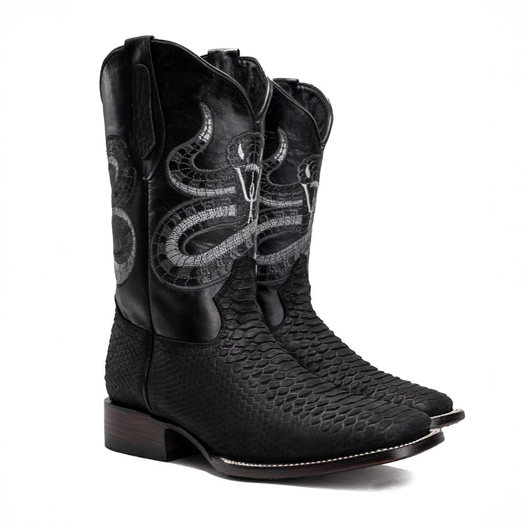 Python Leather Print Western Boots Q357