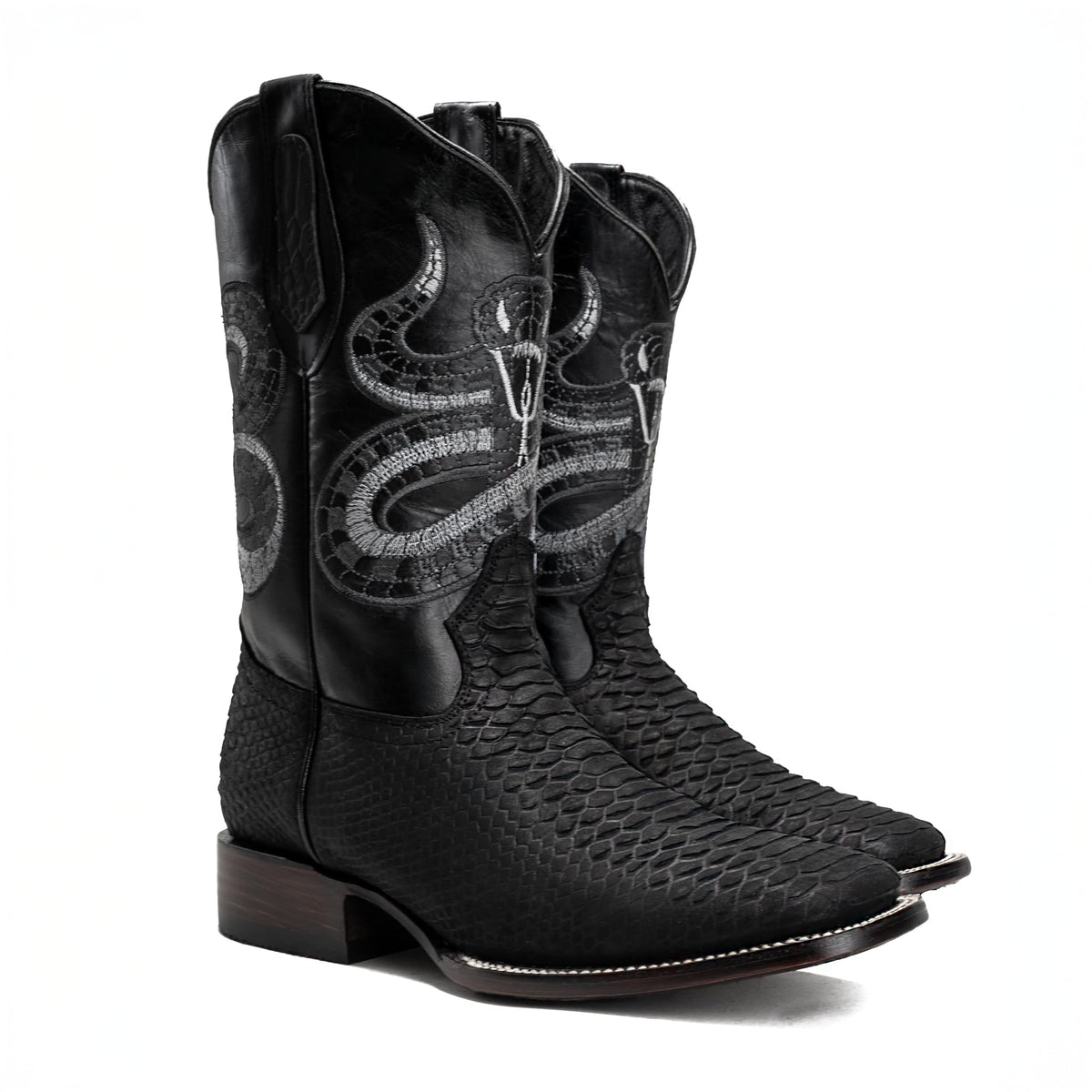 Python Leather Print Western Boots Q357