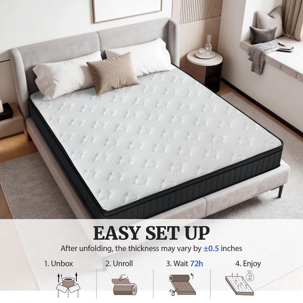 Full Size 12 Inch Firm Hybrid Memory Foam Mattress in a Box T4259