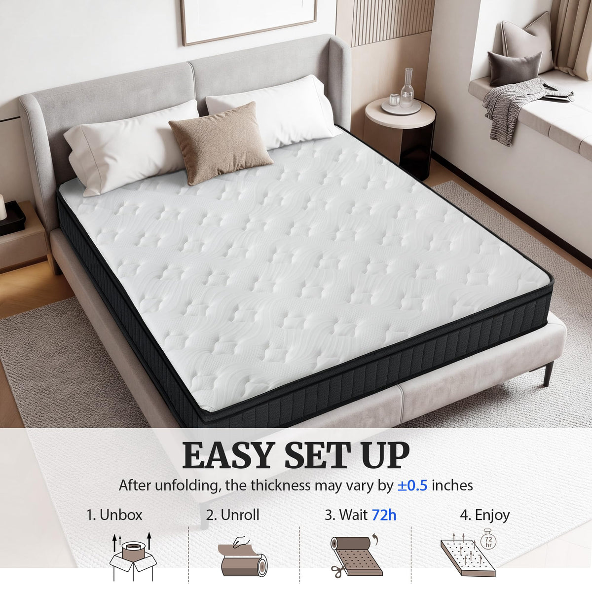 Full Size 12 Inch Firm Hybrid Memory Foam Mattress in a Box T4259