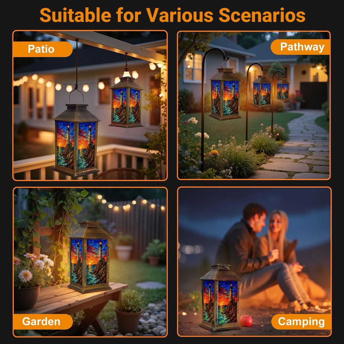 Waterproof Mosaic LED Solar Lantern Y731043