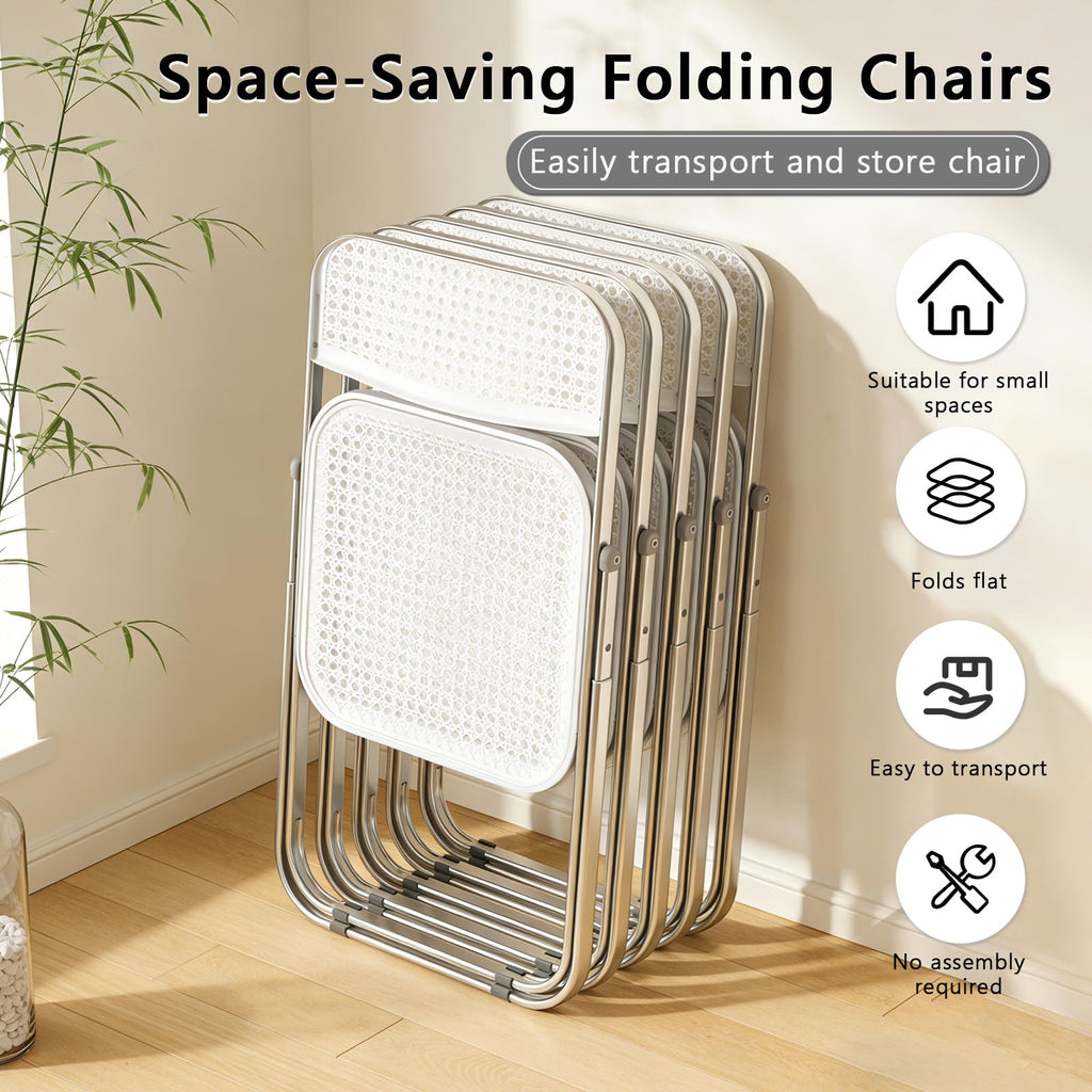 Folding Chair, 6 Pack Plastic Chair, White K3906