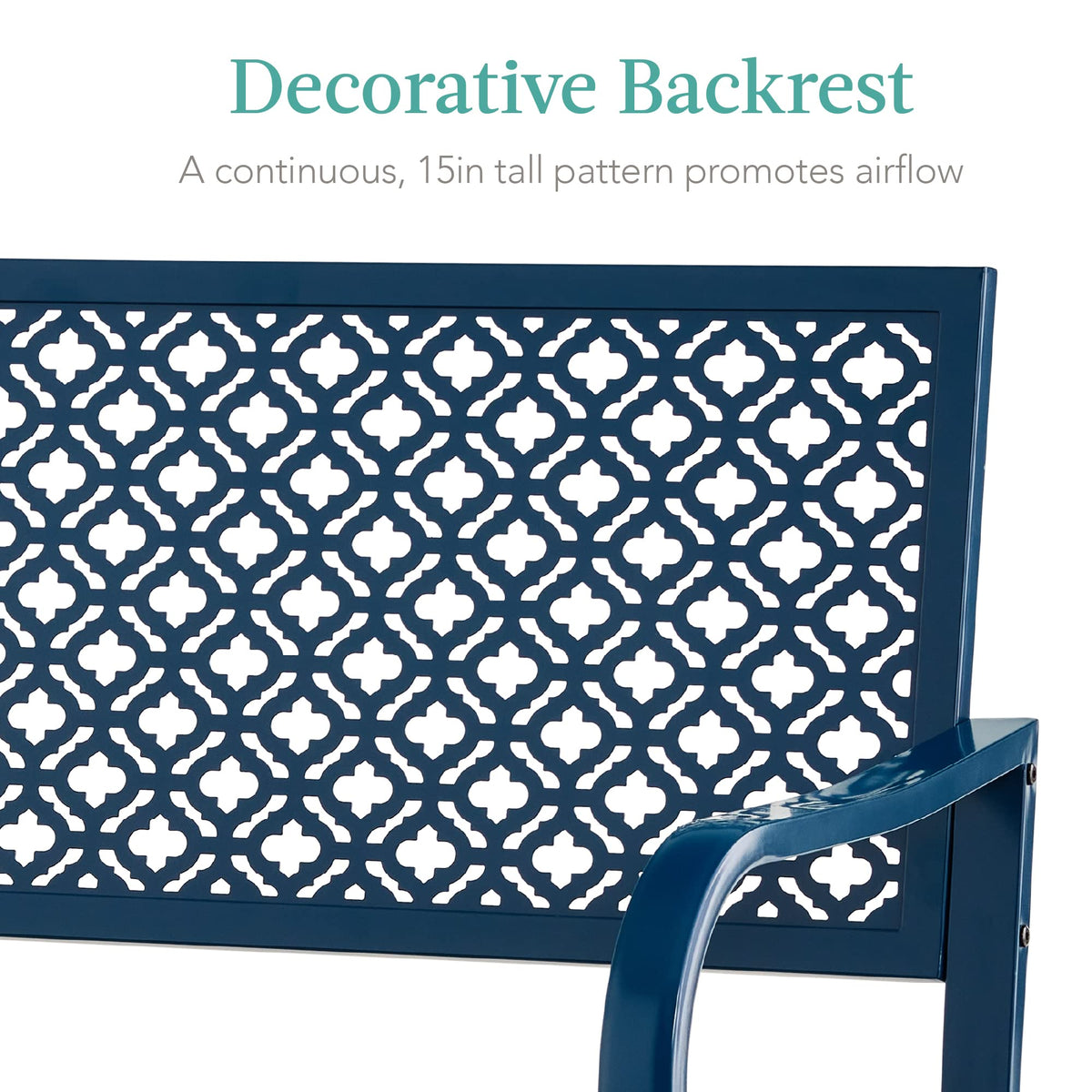 Peacock Blue 2-Person Metal Steel Outdoor Bench D54530