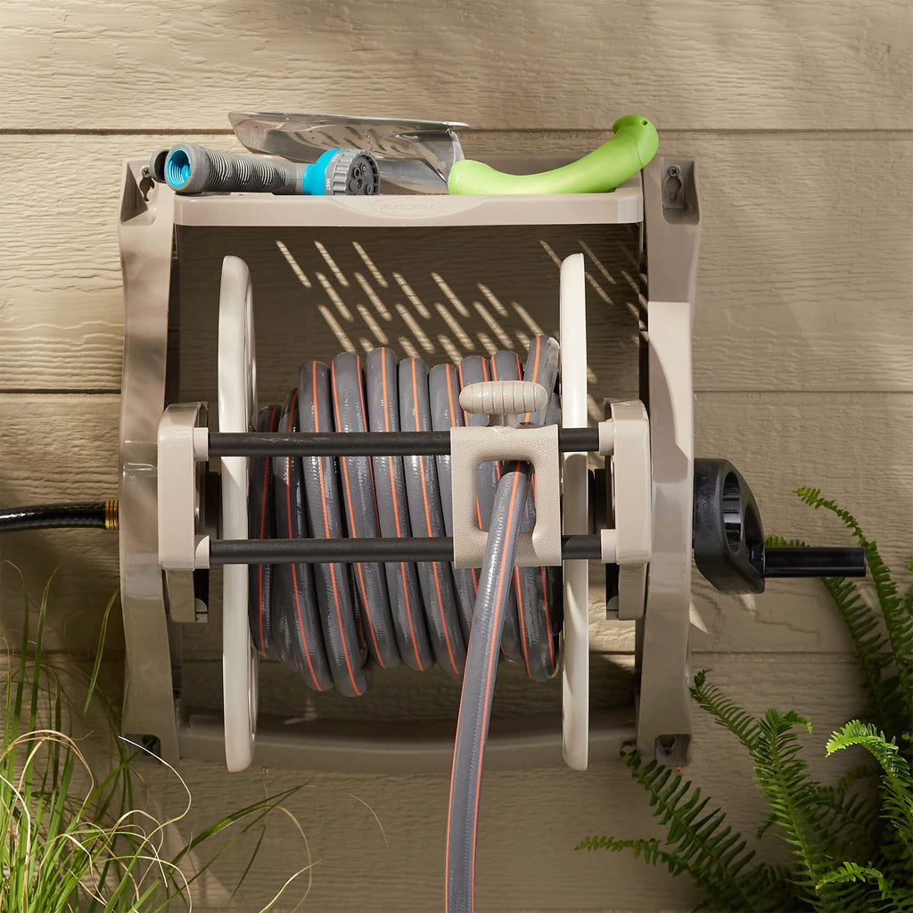 Wall-Mount Hose Reel with Storage Tray F149699