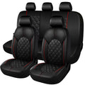 PU Leather Car Seat Covers Full Set Waterproof Split Bench Black Red M739