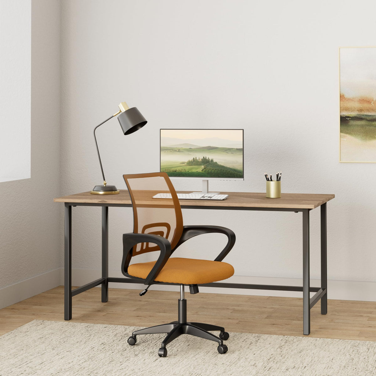 Orange Ergonomic Mid Back Mesh Office Chair X408450
