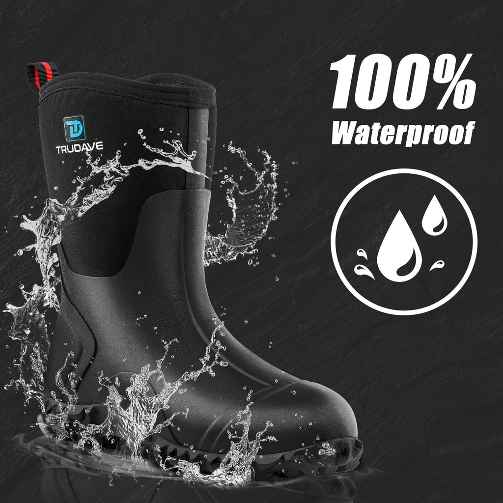 Rubber Boots with Steel Shank, 6mm Neoprene Mid Calf Rain Boots N67653