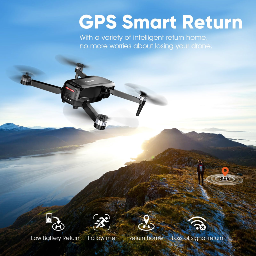 GPS Drone with EIS 2K Camera, 7.22 inch Screen, 64 Mins Flight, Foldable RC Drone H5772