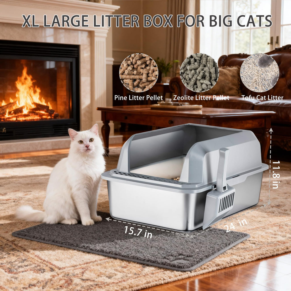Stainless Steel Sifting Litter Box with Lid C77485