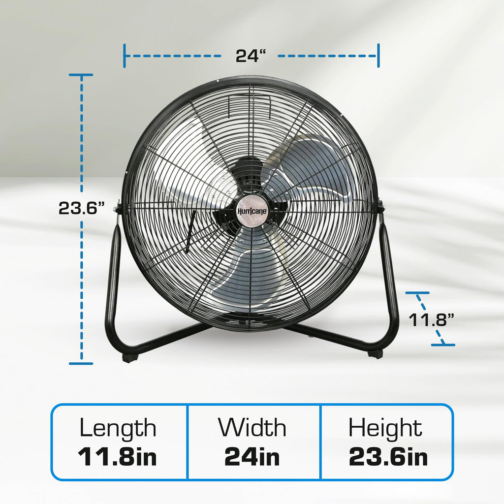 High Velocity Metal Orbital Floor Fan, 3 Speeds, Black, 20in W9993