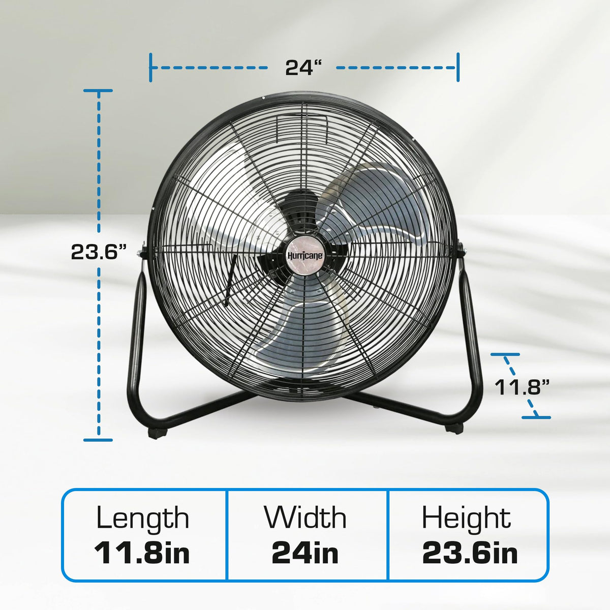 High Velocity Metal Orbital Floor Fan, 3 Speeds, Black, 20in W9993