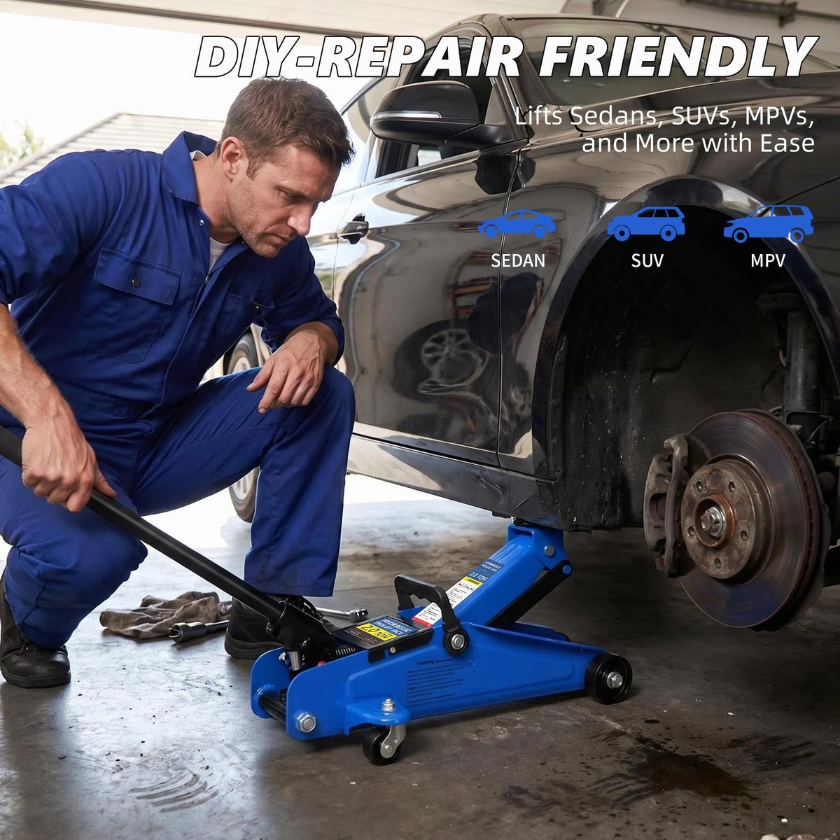 2 Ton Low Profile Hydraulic Floor Jack with Jack Stands H833586