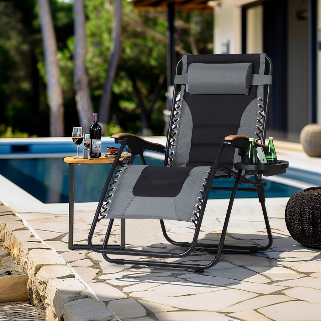 Grey Set of 2 Padded Zero Gravity Chair J30429