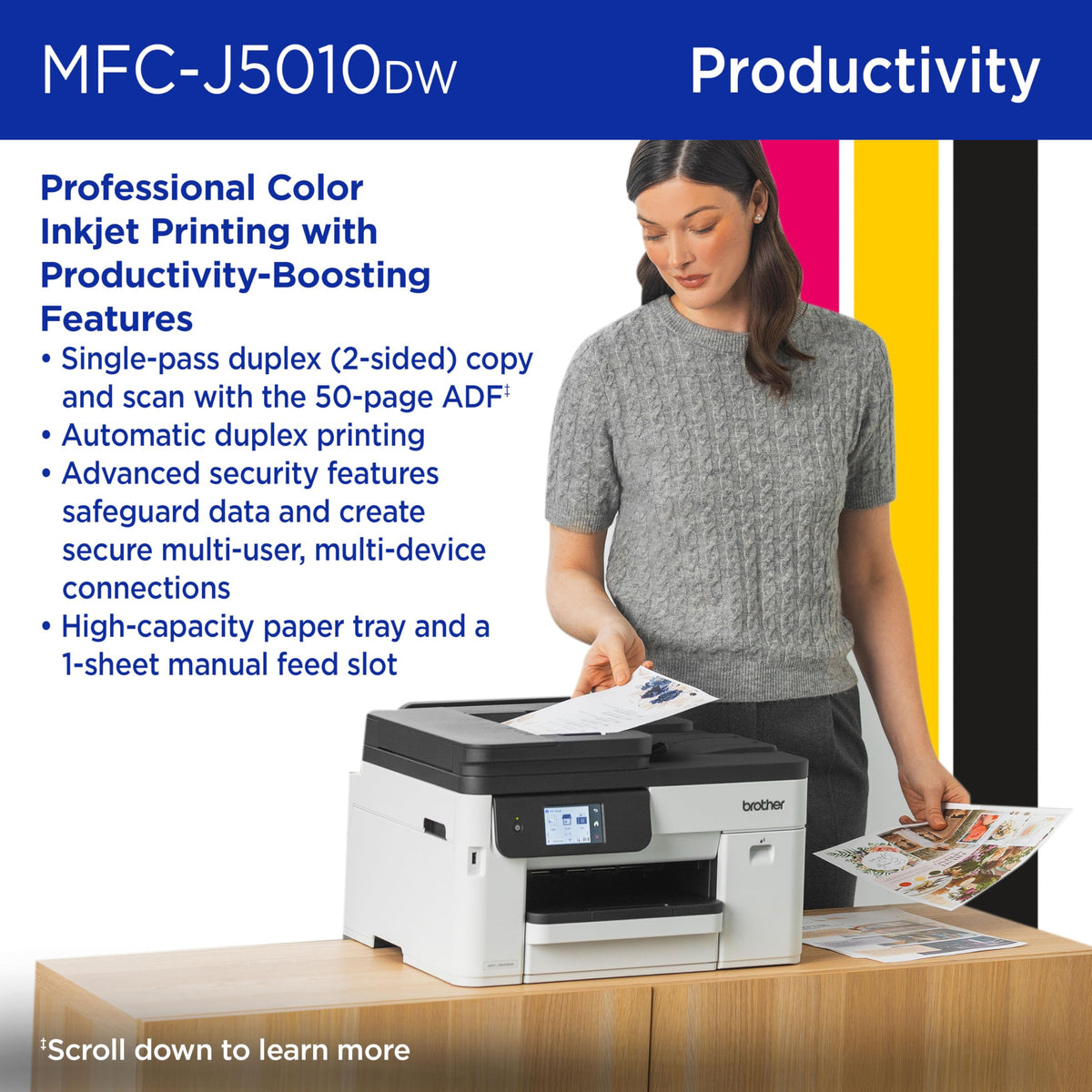 Wireless Color Inkjet All-in-One Printer with 2-Sided Copy & Scan V89120
